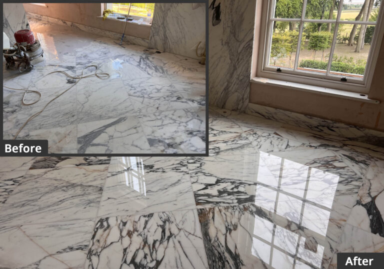 Cleaned & Sealed Before & After marble floor