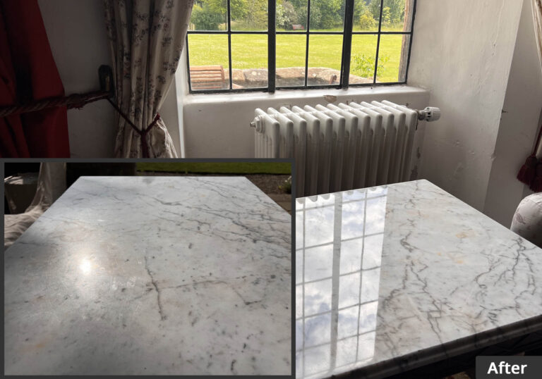 Cleaned & Sealed Before & After marble table