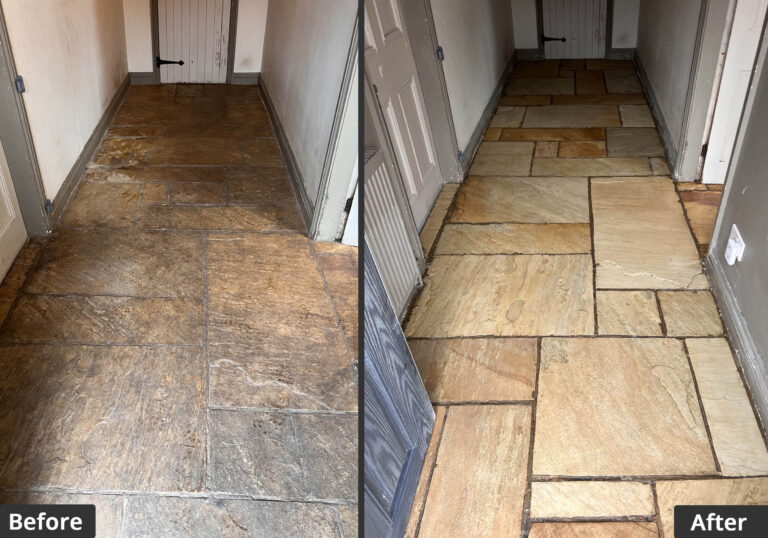 Cleaned & Sealed Before & After stone floor 2