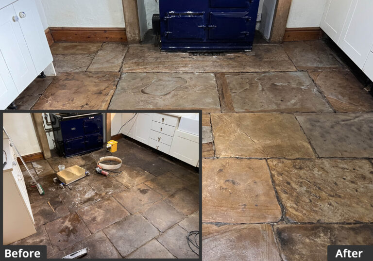 Cleaned & Sealed Before & After stone floor